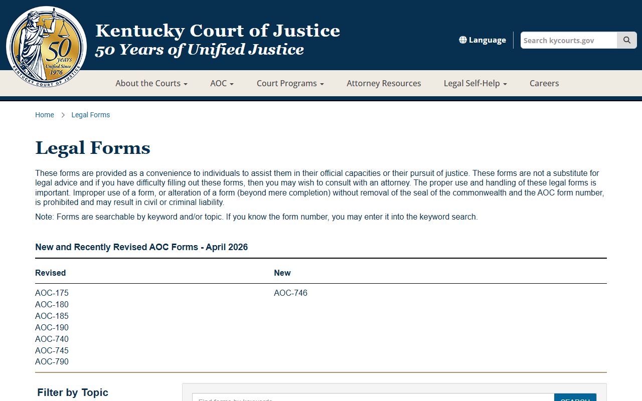 Madison County court records Kentucky Court of Justice legal forms page