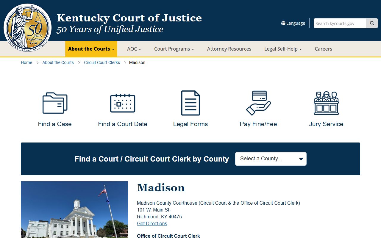 Madison County court records Kentucky Court of Justice Madison County offices