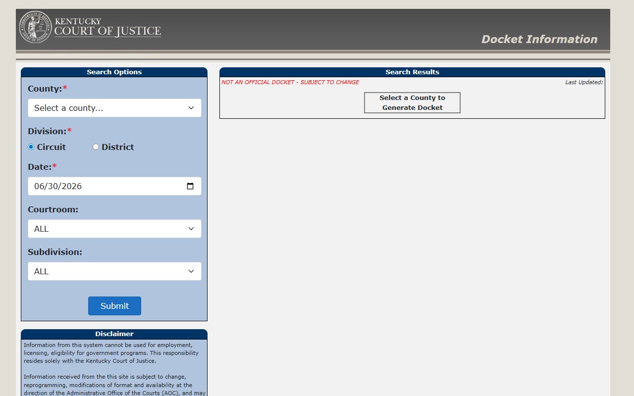 Madison County court records public docket search form