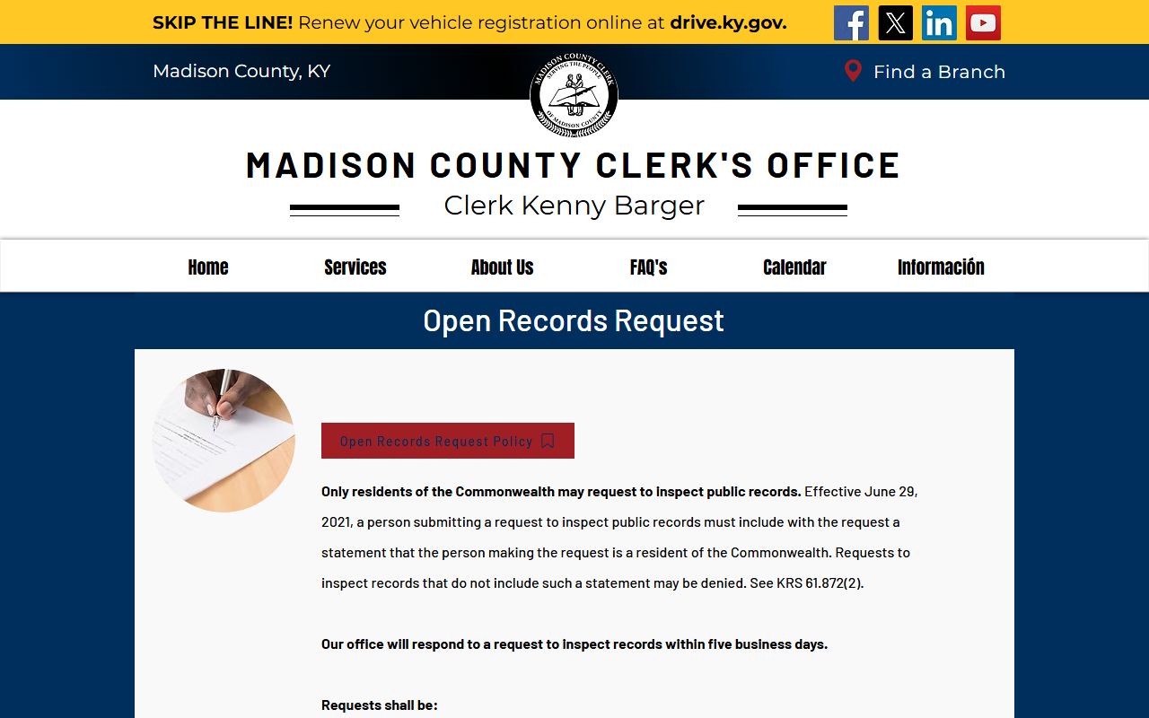 Madison County marriage records open records request page