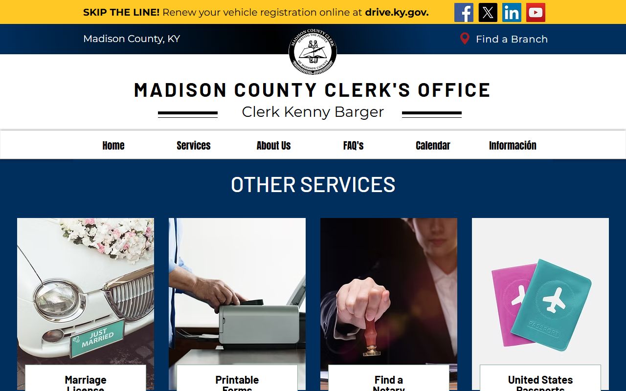 Madison County marriage license other services page