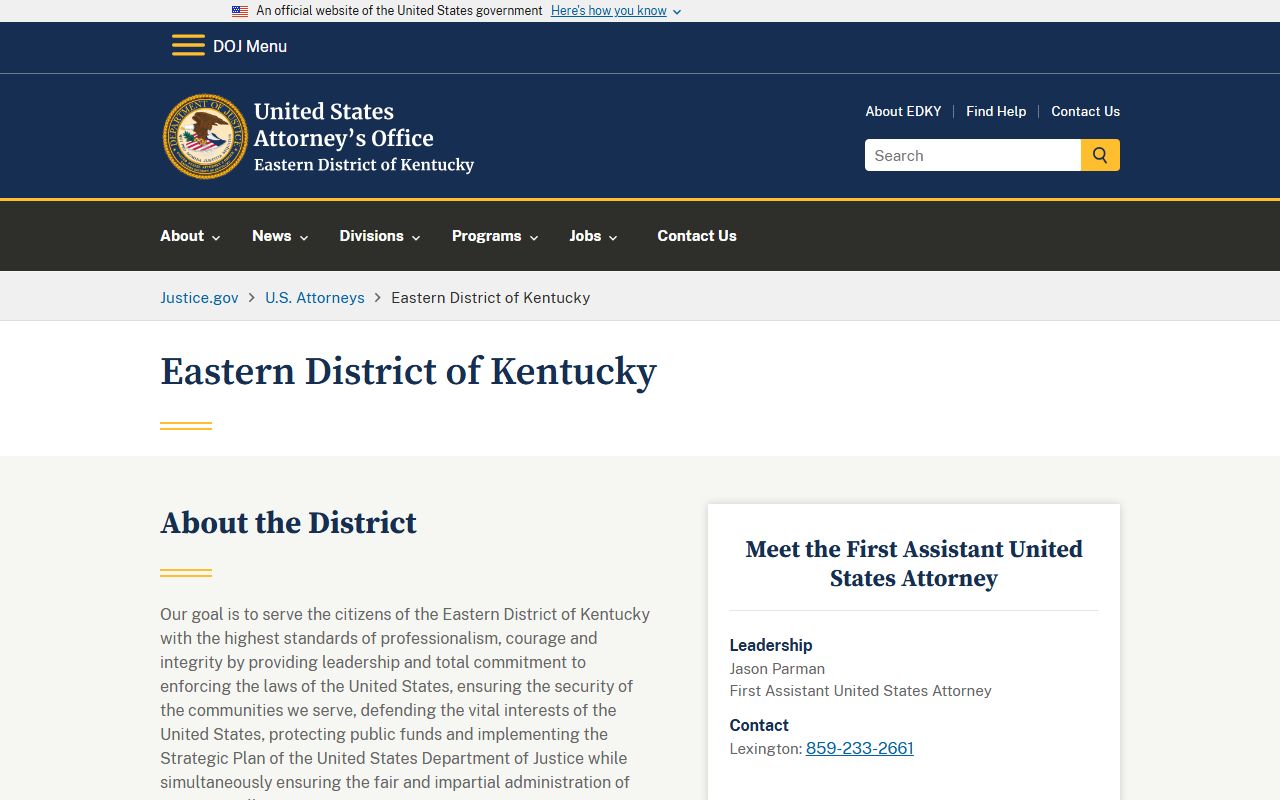 Madison County warrant search Eastern District of Kentucky federal prosecution source